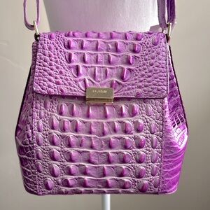 Brahmin Margo Crossbody Shoulder Bag Lilac Essence Melbourne Croc Embossed